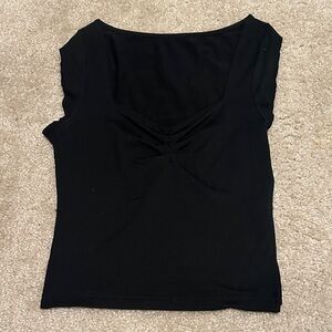 Women’s Black Ruched Scoop Neck Top